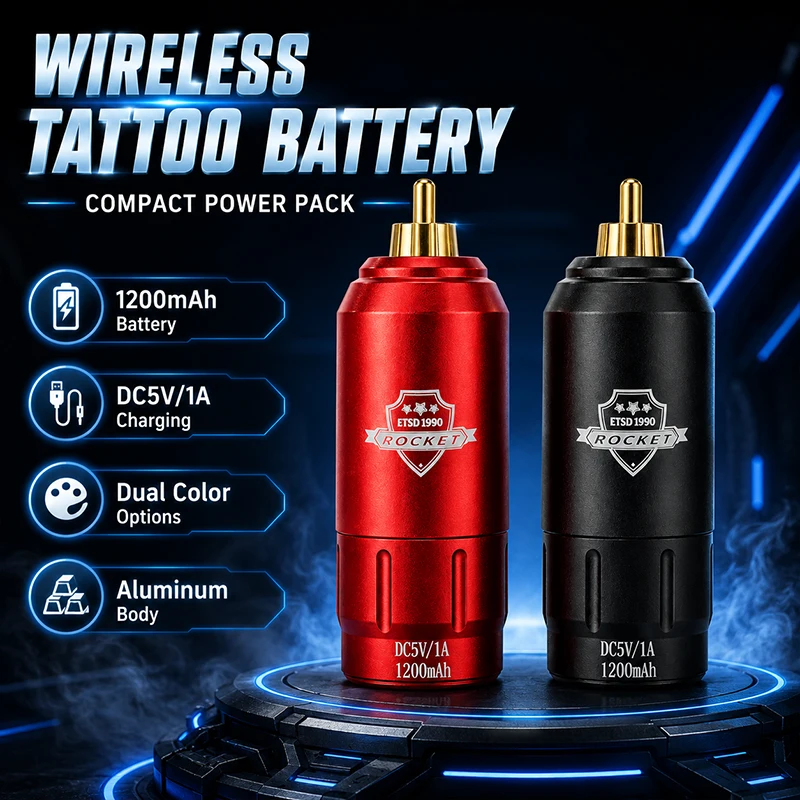 Wireless Tattoo Battery 1200mAh Aluminum Alloy Body Dual Color RCA Quick Connection Portable Tattoo Machine Power Supply For Tat