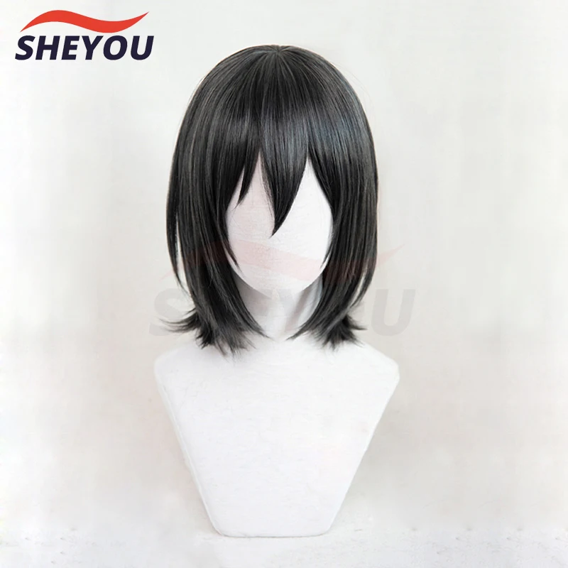 

Mikasa Ackerman Cosplay Wig Attact on Titan Short Black Straight Bob Heat Resistant Synthetic Hair Wigs + Wig Cap