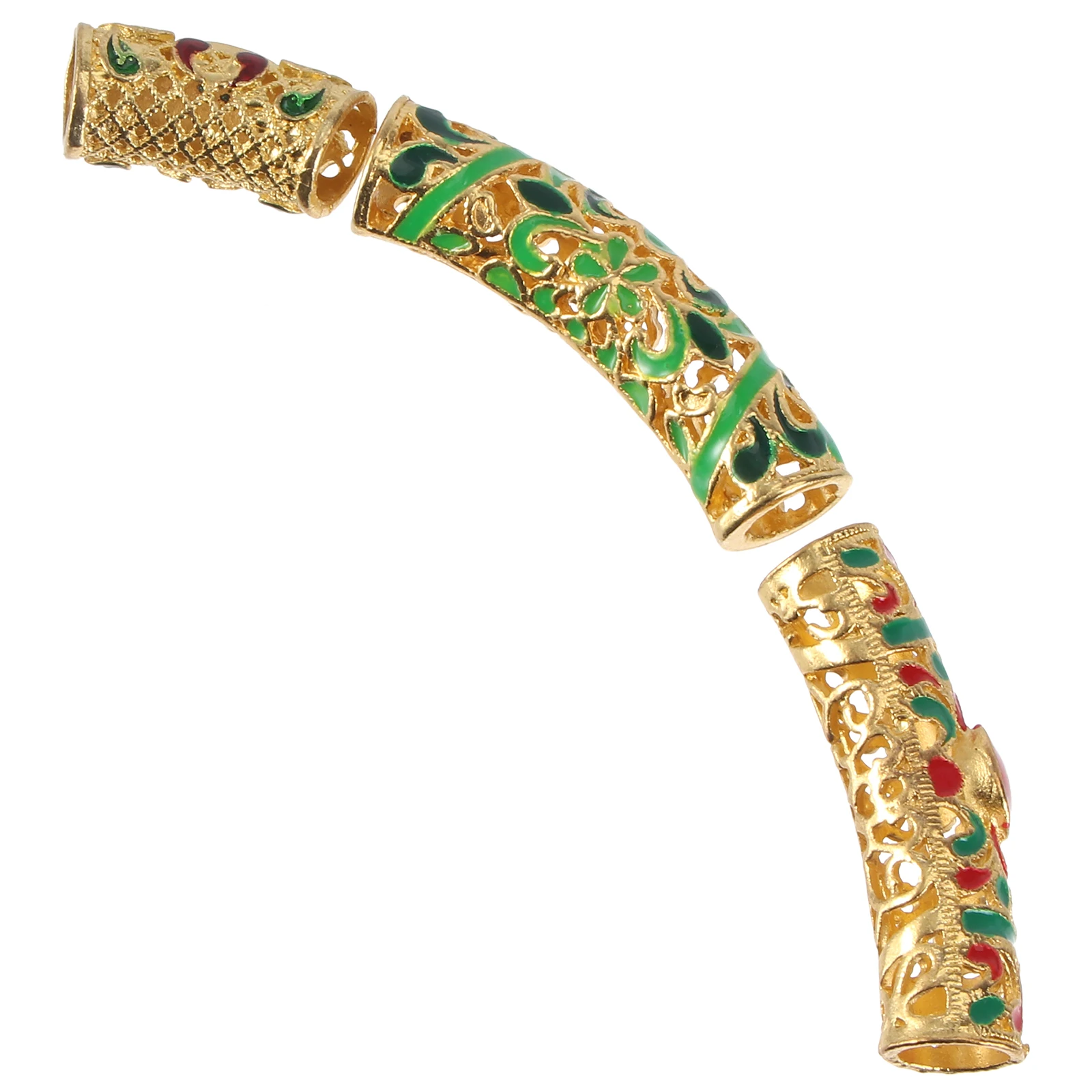 

3 Pcs Cuffs Filigree Tube Hollow Metal Plated Anti Hair Cuffs Rust Dreadlocks Braiding Beads Braid Rings For Party