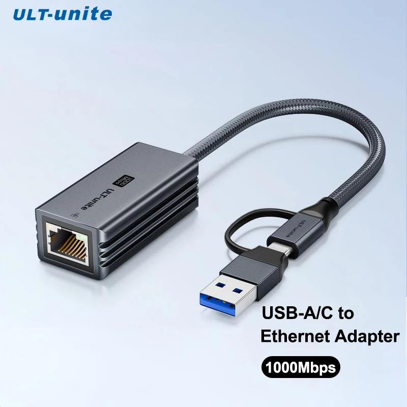 10/100/1000Mbps USB 3.0 Wired USB To Rj45 Lan Ethernet Adapter,Type-C Network Card for Phone Laptop Macbook Windows macOS Linux