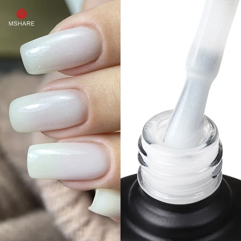 MSHARE Milk Milky White Base Gel Polish Camouflage Color Rubber Base Nail Base Coat 10 ml