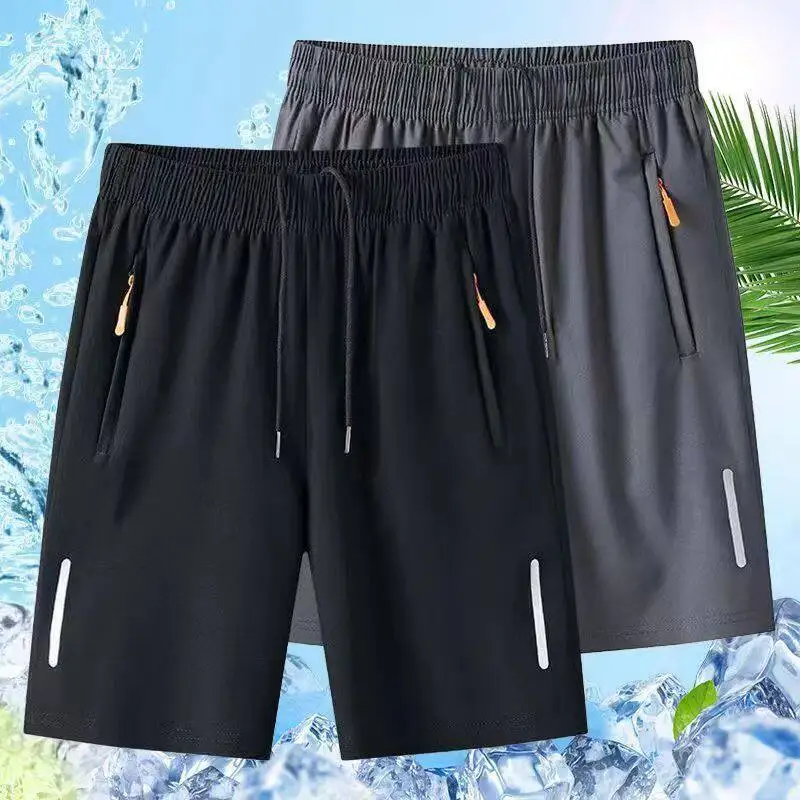 Men's Summer Short Pants Breathable Lightweight Loose Fitness Casual American Sports Style Elastic Waist Polyester Fiber