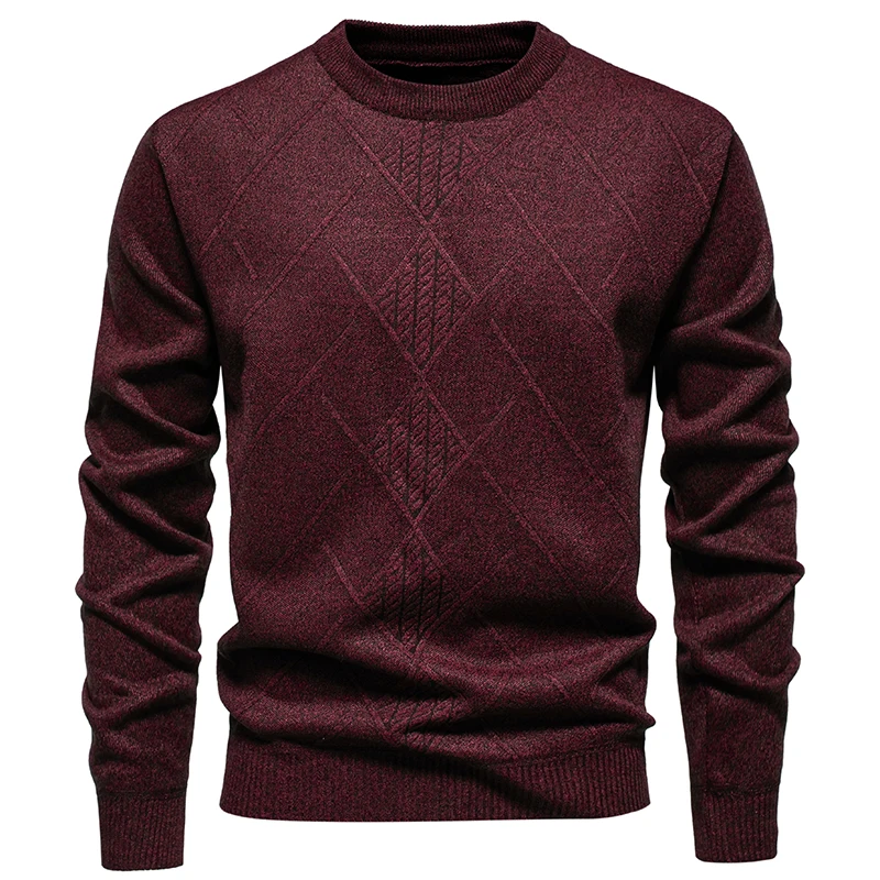 Mens O-Neck Pullover Autumn Winter Fleece Sweaters Daily Basic Knitwear