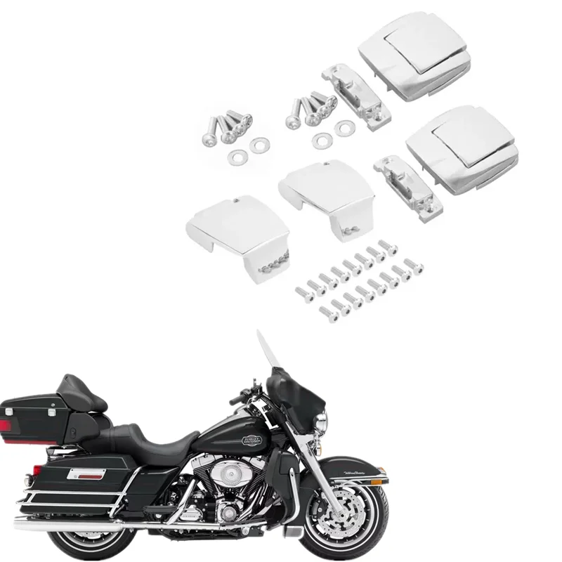 

For Harley Touring Glide 1988-2013 1990 Chopped King Tour Pack Latches Hinges Chrome Motorcycle