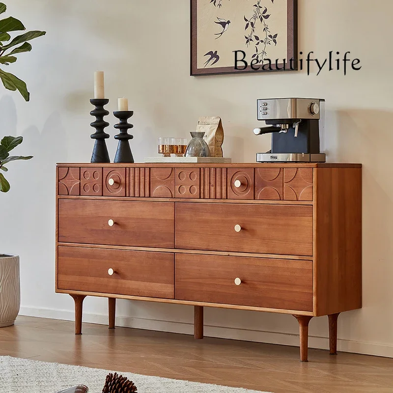 

aMedieval solid wood porch cabinet, bedroom, living room, carved locker, designer style, high sense