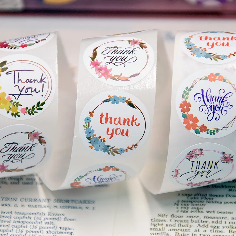 Thank You Stickers Roll |1 inch | 500 Labels for Small Business Stickers| 8 Designs