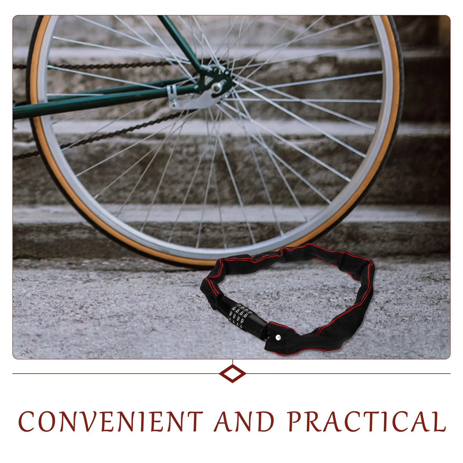 

Coded Bike Chain Lock Password Aluminum Alloy Wear Resistant Lock for Bike Bags Outdoor Cycling