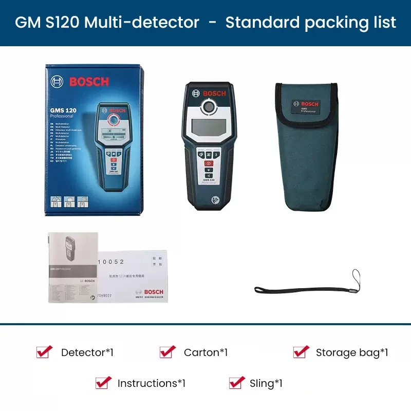 Bosch GMS120 Digital Multi-Scanner, Multifunctional Wall Detector Detector For Plastic Metal Wood Wall 120mm