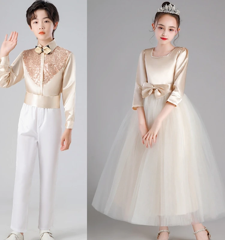 Students Chorus Dresses Collective Poetry Recitation Competition Stage Performance Clothes Puffy Princess Dress Long Dresses