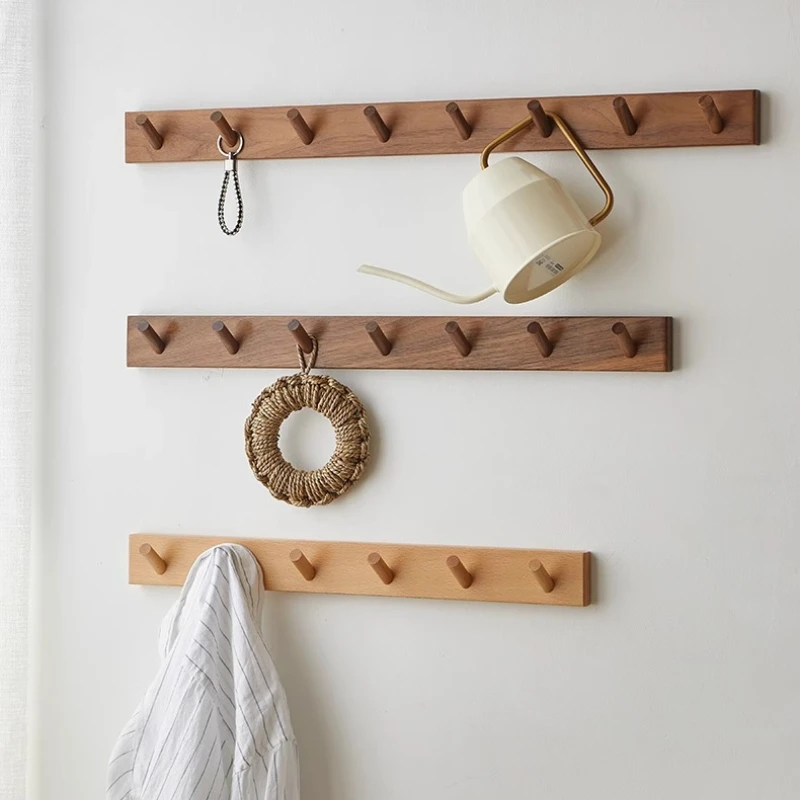

Wall Mounted Hanger Key & Coat Hooks for Hallway Practical Nordic Solid Wood Storage Holder for Clothes Hats & Room Organization