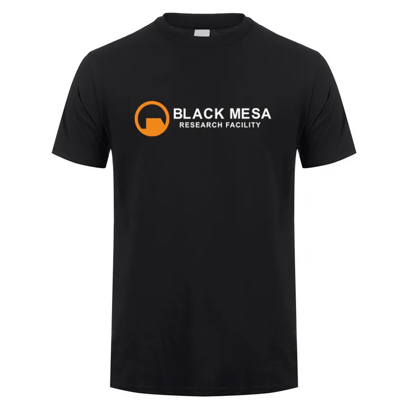 Black Mesa Research Facility T Shirt Men Summer Short Sleeve Cotton Portal Game T-shirts Tops LH-301