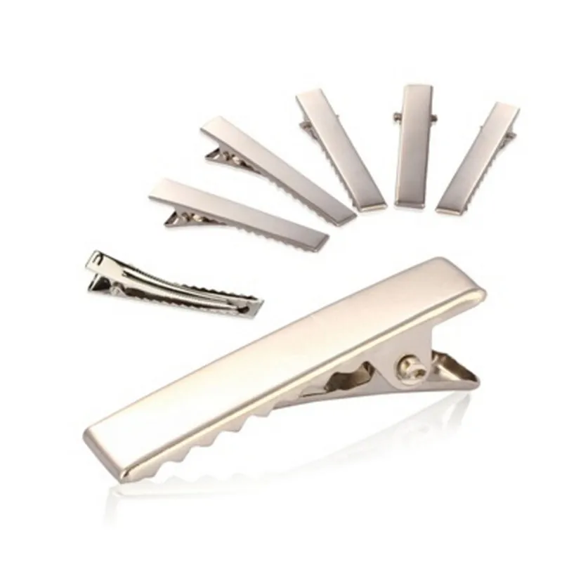 50 Pcs Silver Flat Metal Single Prong Alligator Hair Clips Barrette For Bows DIY Accessories Hairpins 32mm/35mm/40mm/45mm