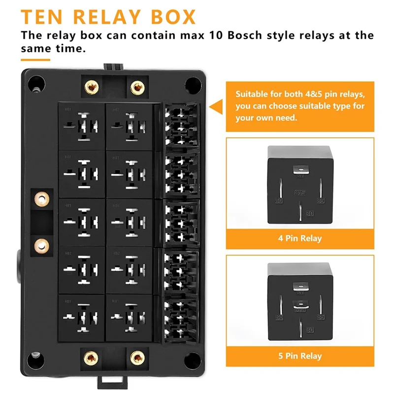 Bloco universal da caixa do relé do fusível automotivo de 12v para o carro, caminhão-suporte do relé do estilo de 10 slots, suporte do fusível de 15 slots atc/ato