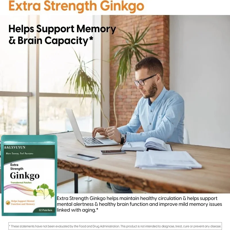 Extra Strength Ginkgo Transdermal Patches, Non-GMO, Gluten Free, Vegan, Soy Free