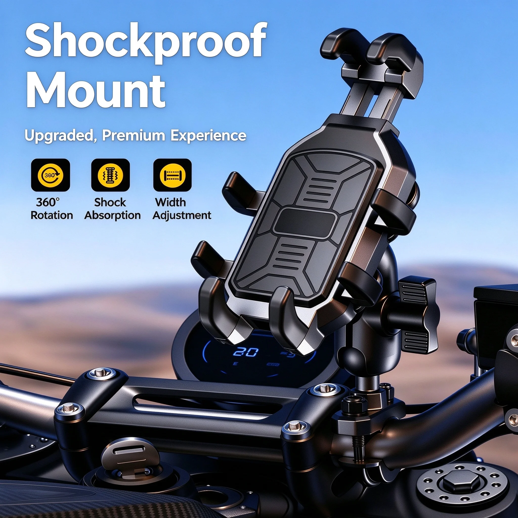 Motorcycle Phone Holder High Quality Vibration Dampener Motorbike Navigation Bracket Anti-Shake Bike Motorcycle Mobile Stand