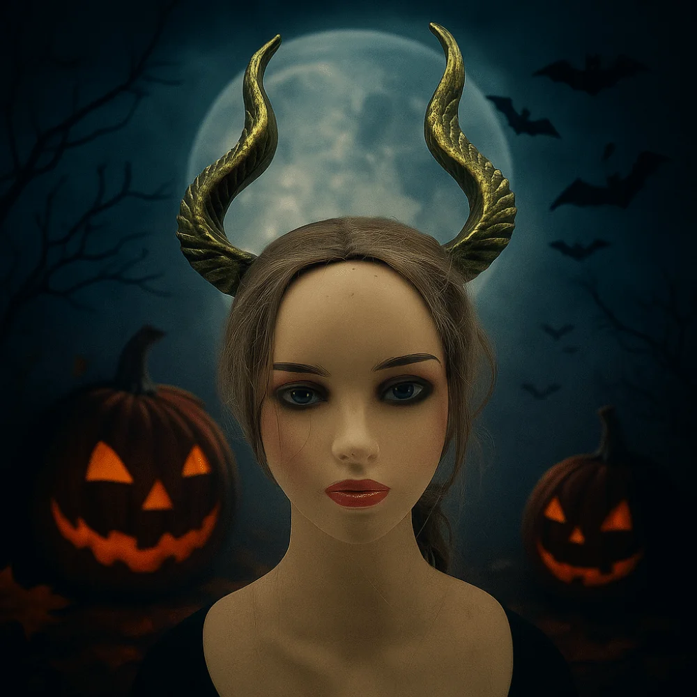 Corne de bœuf drôle, bandeau de cornes d'halloween, série foncée, bandeau de Cosplay en PU, couvre-chef d'halloween, cerceau pour cheveux, fête de mascarade