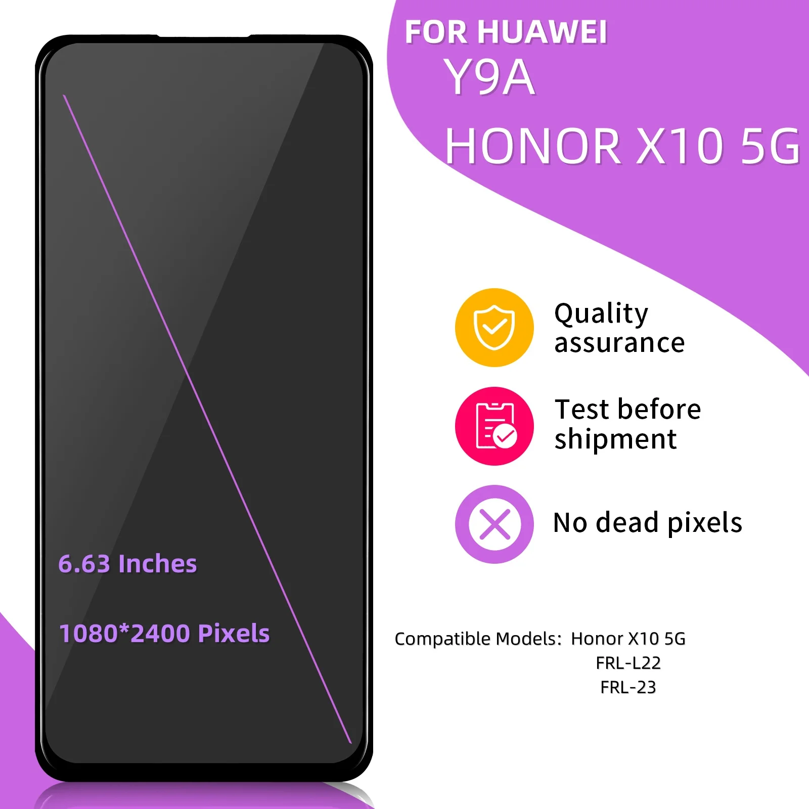 For Huawei Y9A Honor X10 5G LCD Display Touch Screen 6.63" Phone LCD Screen Replacement For Honor X10 Y9A