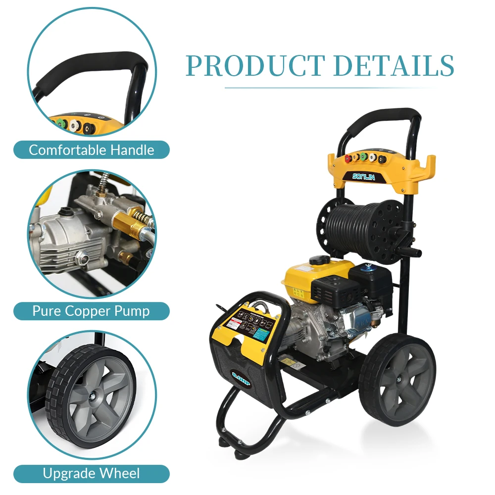 Portable Commercial Car Washing Machine 2500PSI 7HP Petrol Jet Cold Water Pressure Washer