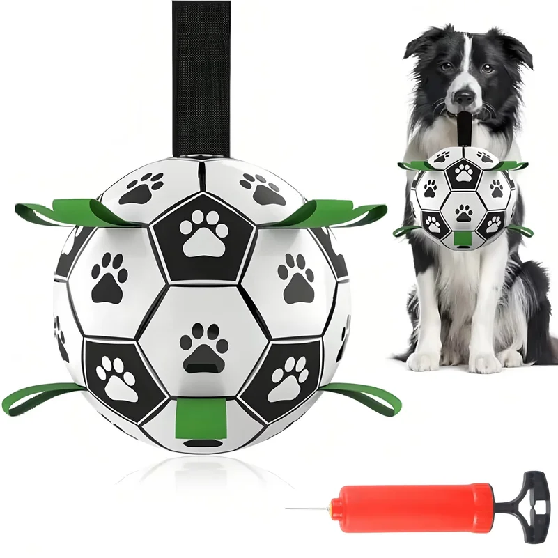 Damaly,Interactive Dog Soccer Toy with A Grip Ring, Durable Water Ball for Dogs, Dog Chasing and Playing Toy, Without Battery