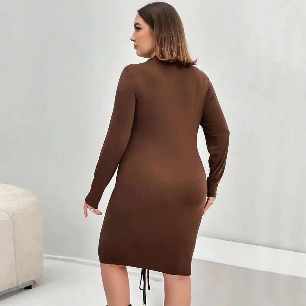 

Длинное женское платье большого размера с рукавами, облегающее, с поясной сумкой и карманами на бедрах, однотонное, сексуальное, летнее, элегантное, повседневное, в стиле Y2K