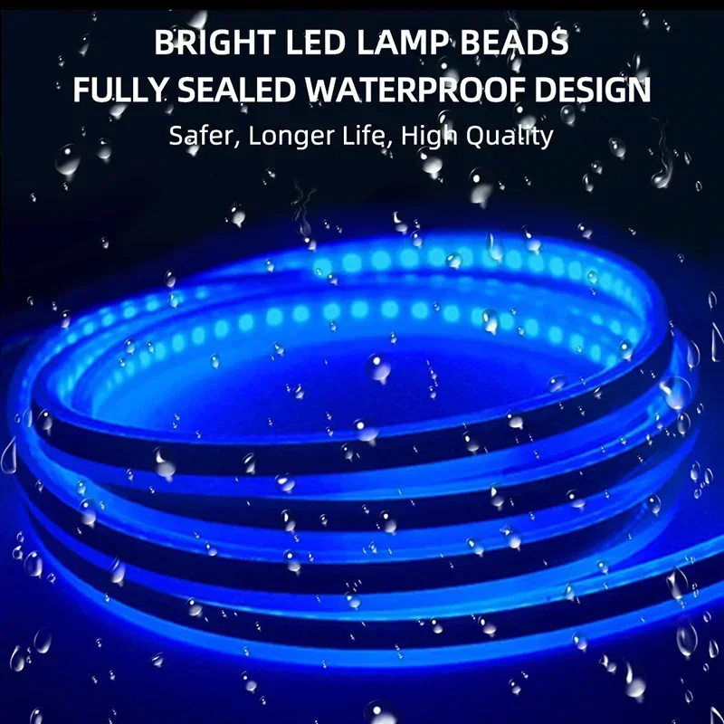 Fita de Luz LED Flexível para Capô de Carro 120cm 150cm 180cm, Luz Diurna Decorativa Automotiva, Lâmpadas de Ambiente DRL 12V