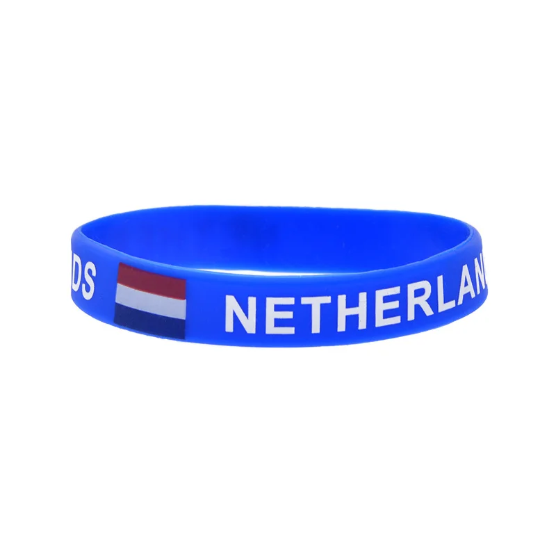 50 Stück bedruckte Armbänder mit Flaggenlogo aus Silikon, 9 verschiedene Designs, wasserdicht, Sportarmband mit Länderflaggenmotiv. – Detail 3