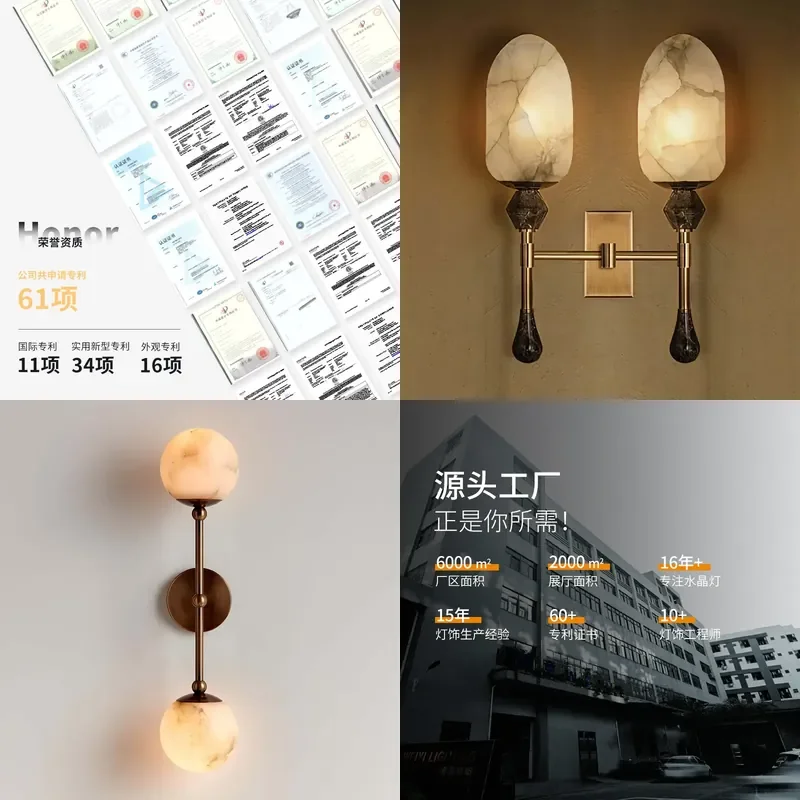 Custom Marble Double Head Wall Lamp Luxury Creative Sconce for Hotel Living Room Bedroom Background Decorative Lighting