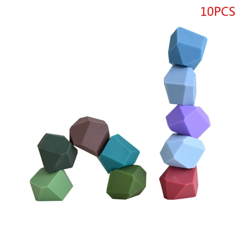 5/7/10/22 Uds. Juguetes educativos creativos para niños, juego apilamiento piedras colores silicona arcoíris, Gif