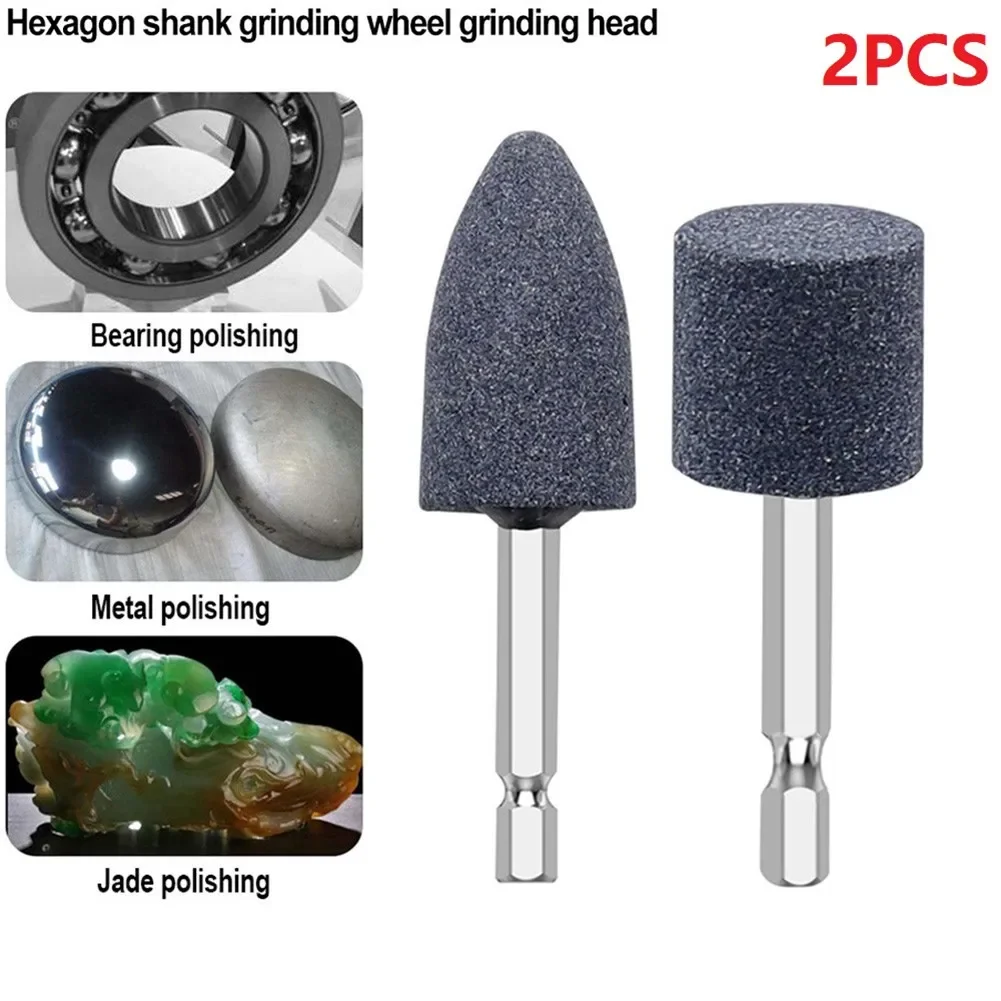 2pcs/set Hexagonal Shank Grinding Wheel Sharpening Head Portable Grinding Drill Tool Power Tool Accessories
