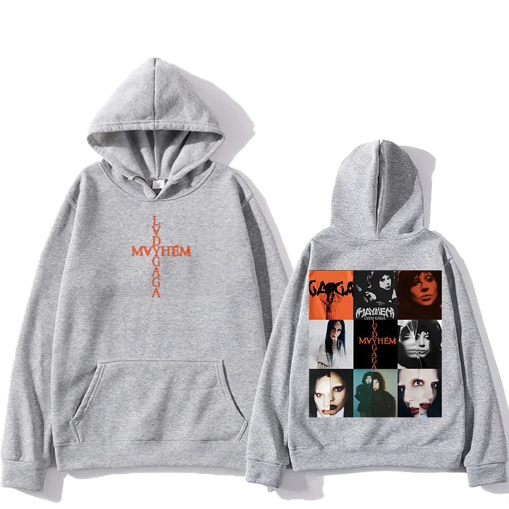 ليدي غاغا الفوضى ألبوم جديد 2025 هوديس موضة الرجال/النساء Harajuku ريترو الجرافيك البلوفرات الهيب هوب للجنسين بلوزات فضفاضة هودي