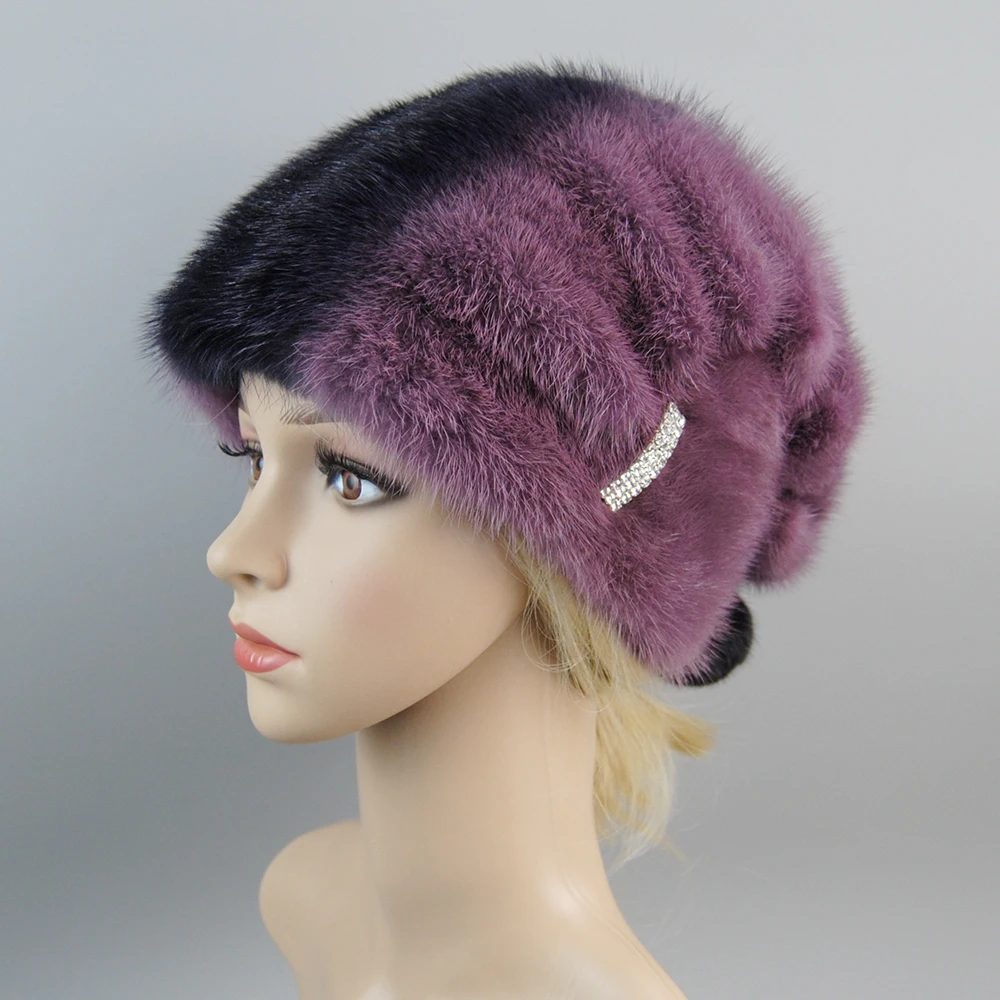 Russian Fur Hat Winter Warm Natural Mink Fur Hats for Women Classic Luxury Caps Earflap Christmas Hat Luxury Lady Real Mink Hat