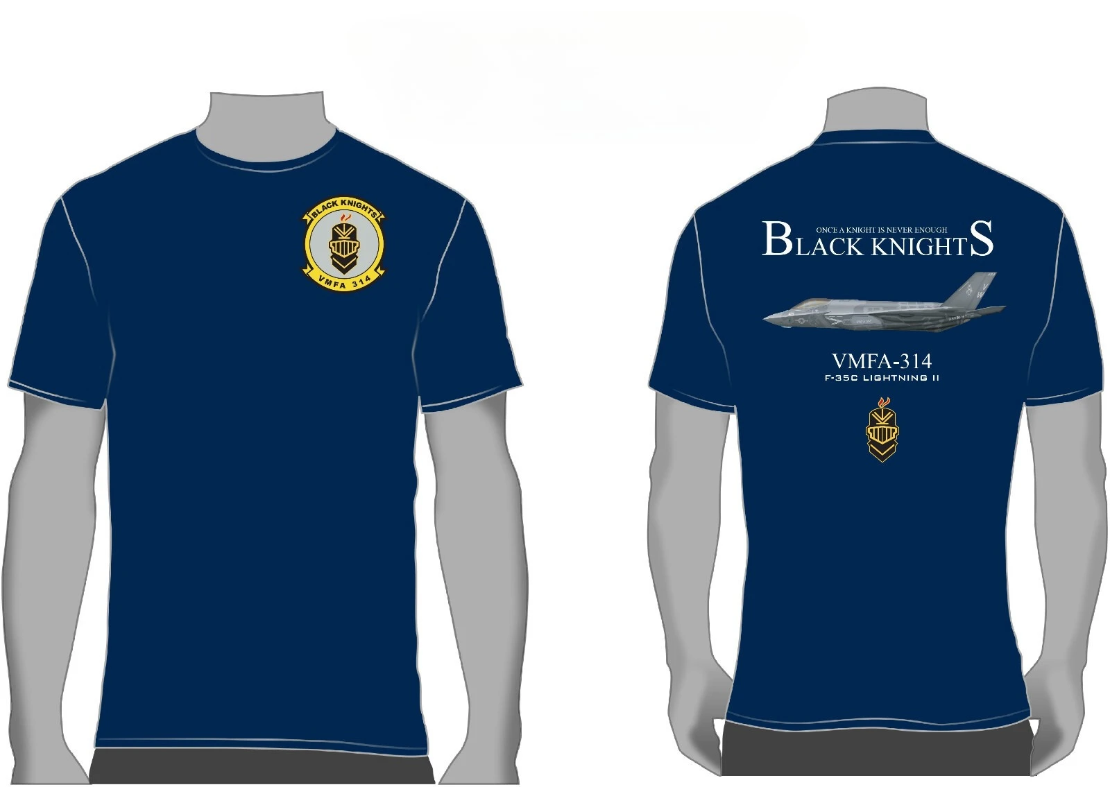 USMC VMFA-314 Black Knights F-35 Squadron T-Shirt 100% Cotton O-Neck Short Sleeve Summer Casual Mens T-shirt Streetwear