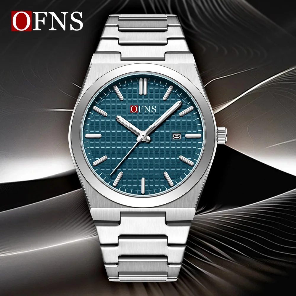 2025 OFNS New 1577 Men's Quartz Watch with Personalized Stereoscopic Scale, Single Calendar Disc, Waterproof Business Watch
