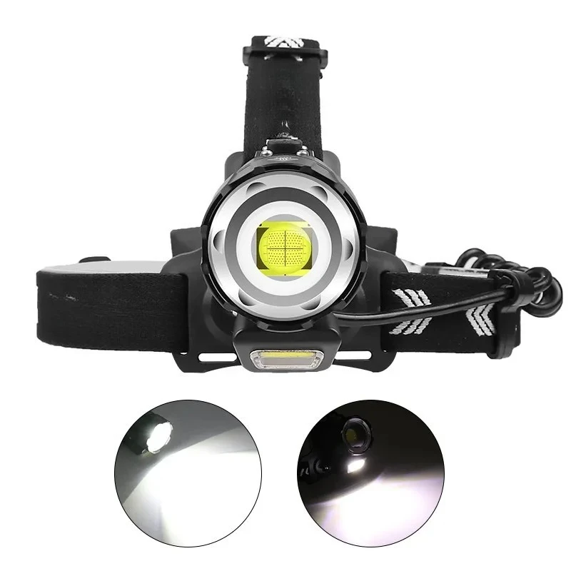 XHP90 COB Headlamp USB Rechargeable Zoomable Red Warning Light Long Battery Life Outdoor Night Riding Headlight