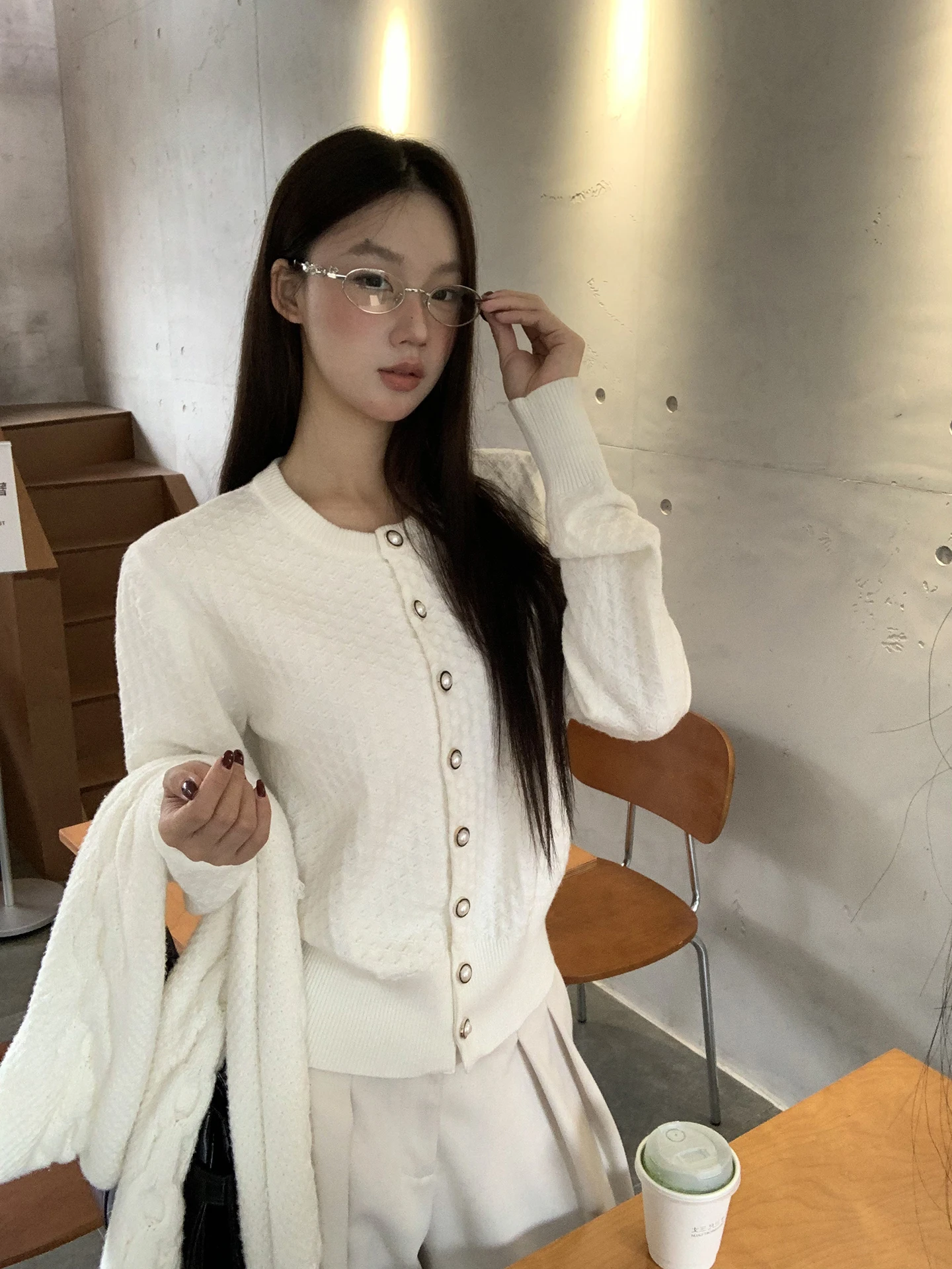 

Уникальный красивый белый вязаный открытый кардиган, женский осенне-зимний модный свитер 2021, новый свитер Agel Jaet G Sle