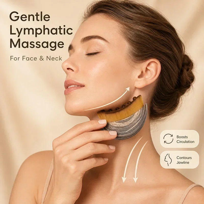 EN: 2 in 1 Facial Massage Brush Soft Bristle Cleansing & Massage Nodes Gua Sha Contour Brush for Face Neck Lymphatic Drainage wi - view 3