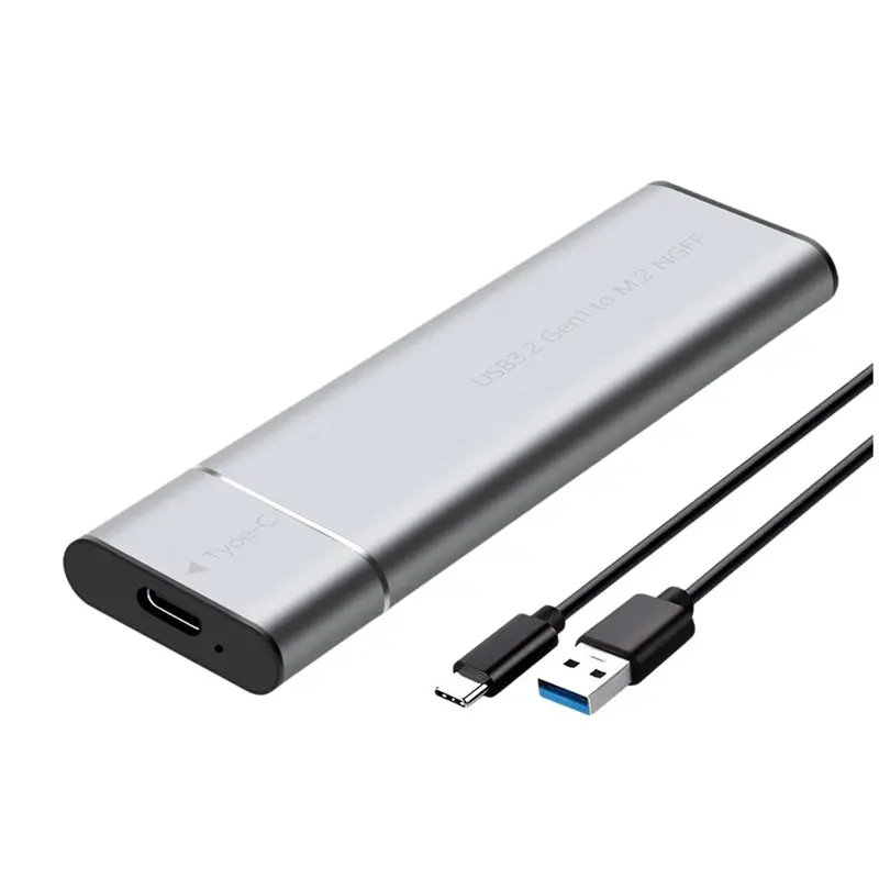 Reliable-M.2 SSD Enclosure SATA NGFF Protocol M.2 Solid State Mobile Hard Disk Box M.2 To USB3.2 Gen1 Type-C 5Gbps SSD Case Silv