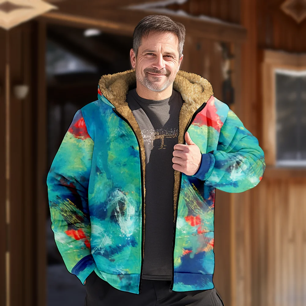 Chaquetas de invierno para hombre, abrigos, moda Vintage Tie Dye patrón ropa de algodón abrigo cálido HIP HOP diario