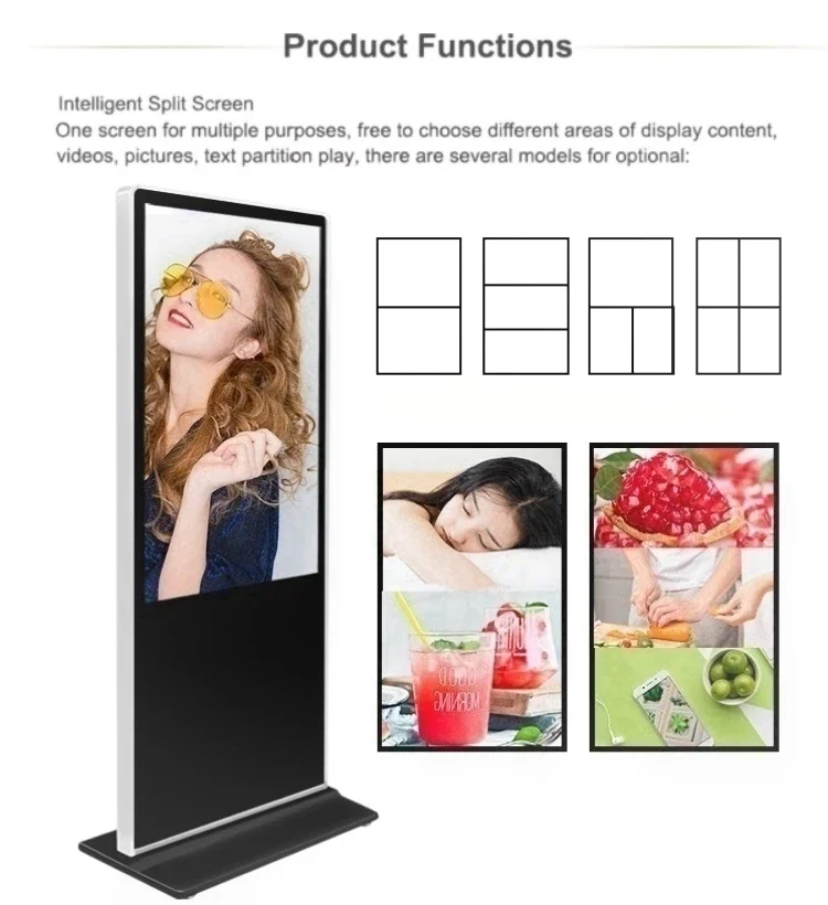 Suporte de rede android tv vertical 43 polegadas ultrafino autônomo reprodutor de publicidade lcd tela sensível ao toque display digital