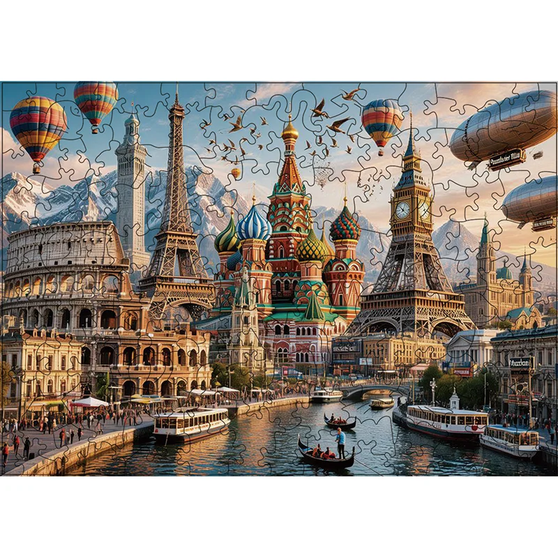 จิ๊กซอว์ไม้สถานที่ท่องเที่ยวชื่อดัง เกมฝึกสมองเพื่อการศึกษา ความบันเทิง ผ่อนคลาย คลายเครียด สำหรับผู้ใหญ่