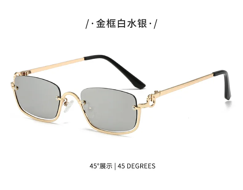 Modische Kleine Quadratische Damen-Sonnenbrille Luxusmarke Metall-Halbrahmen-Sonnenbrille Damen-Trend 2024 Vintage Schwarz Rosa Tönungen – Detail 14