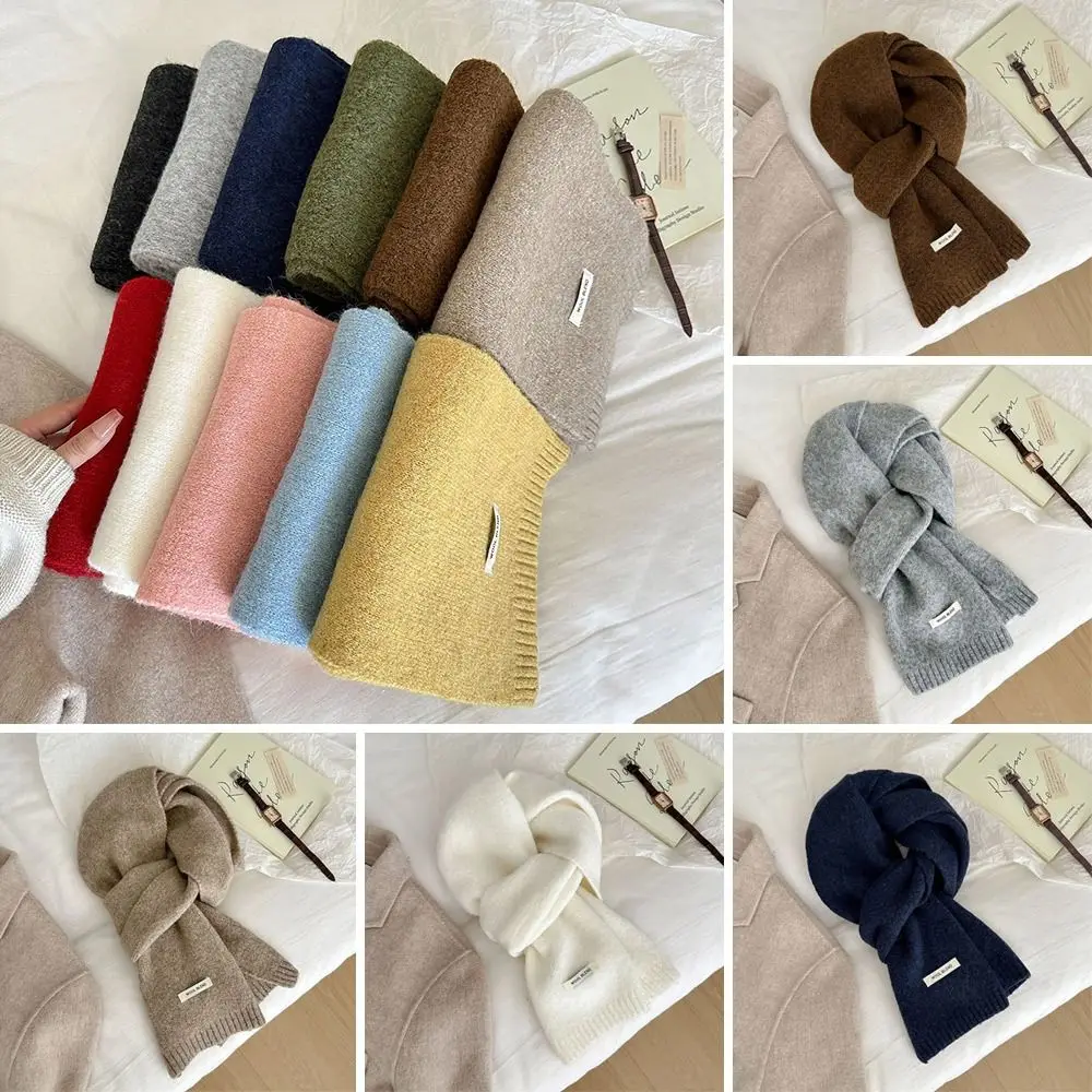 

Fashion Warm Winter Scarf Soft Woolen Neck Scarf Solid Color Thicken Neck Guard Shawl Women Men