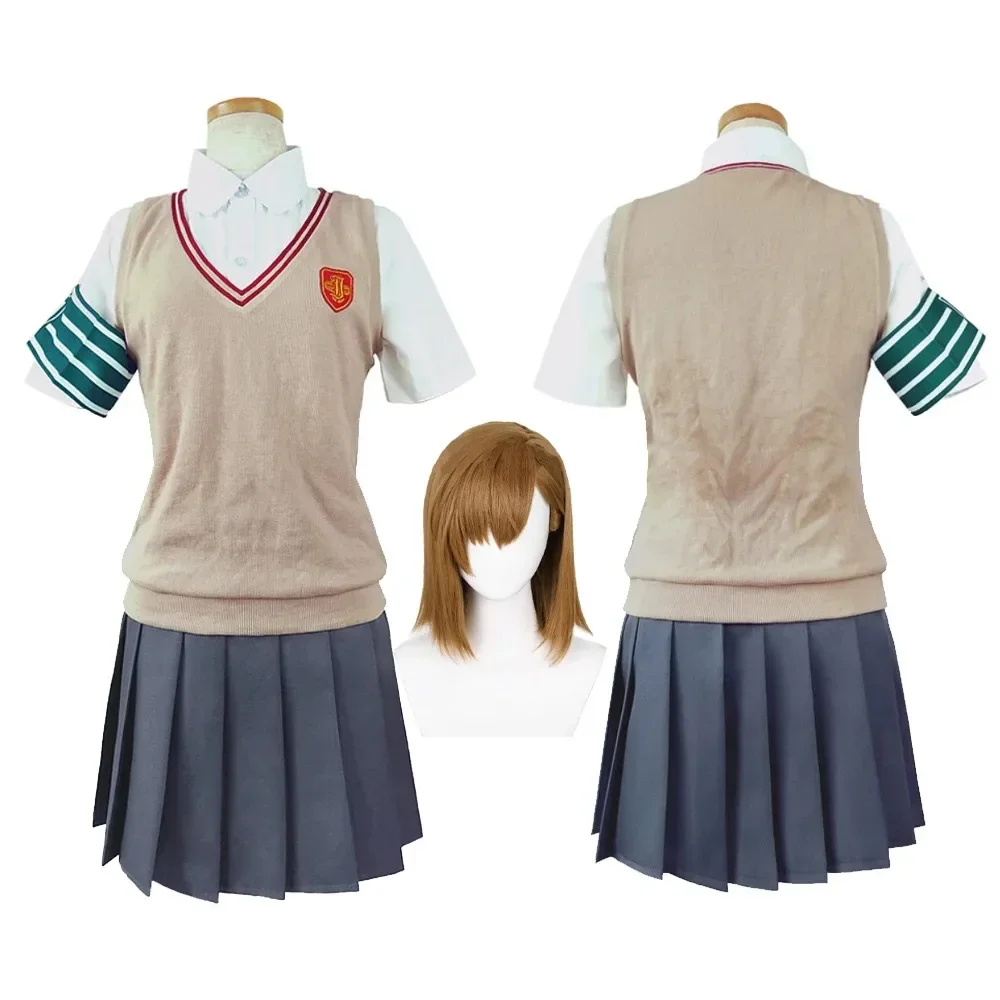 Anime Misaka Mikoto Cosplay Costume Full Set Shirt Skirt Jk Uniform for Women Halloween Carnival Party Clothes Roleplay