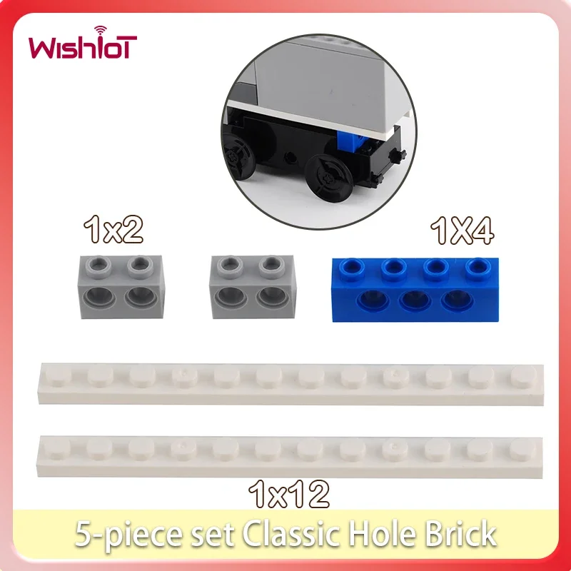

Набор из 5 предметов, классический кирпичный луч с отверстиями, 1x2, 1x4, технология мелких частиц, строительные блоки, сборные детали для DIY, радиоуправляемые игрушки-поезд