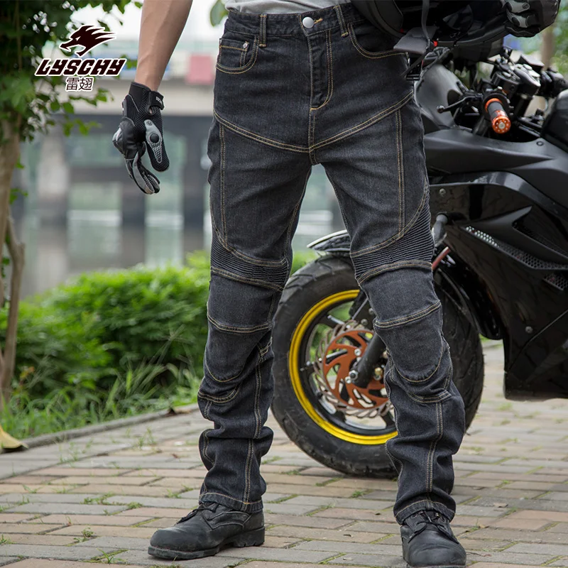 

LYSCHY Denim Motorcycle Riding Pants Built-in CE Stretch Denim Pants Crash Resistant Abrasion Resistant Racing Moto Riding Pants