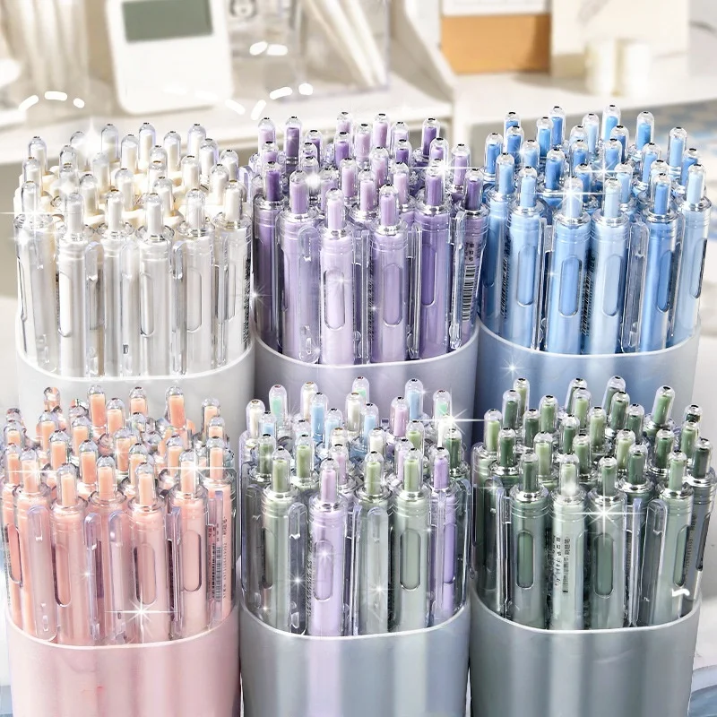 

10/20pcs set Cute ST press Neutral Ballpoint Pen Black 0.5mm Fine Tip Quick Drying Fountain Pen for Students Office Use