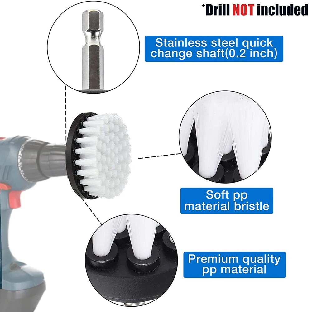 4Pcs Drill Cleaning Brush, 2/3.5/4/5Inch Rotary Cleaning Brush for Electric Drill Soft Bristle Carpet Cleaning Brush