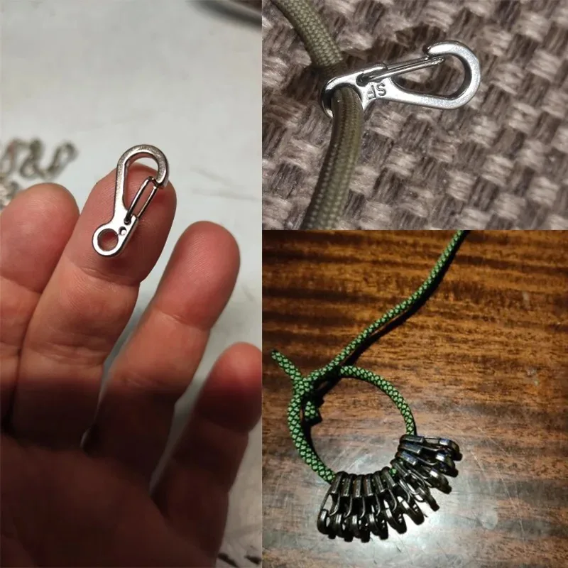 20Pcs Mini Frühling Karabiner Set Outdoor EDC Seil Verschlüsse Schlüsselbund Camping Haken Paracord Clips Taktische Überleben Schnalle – Detail 7