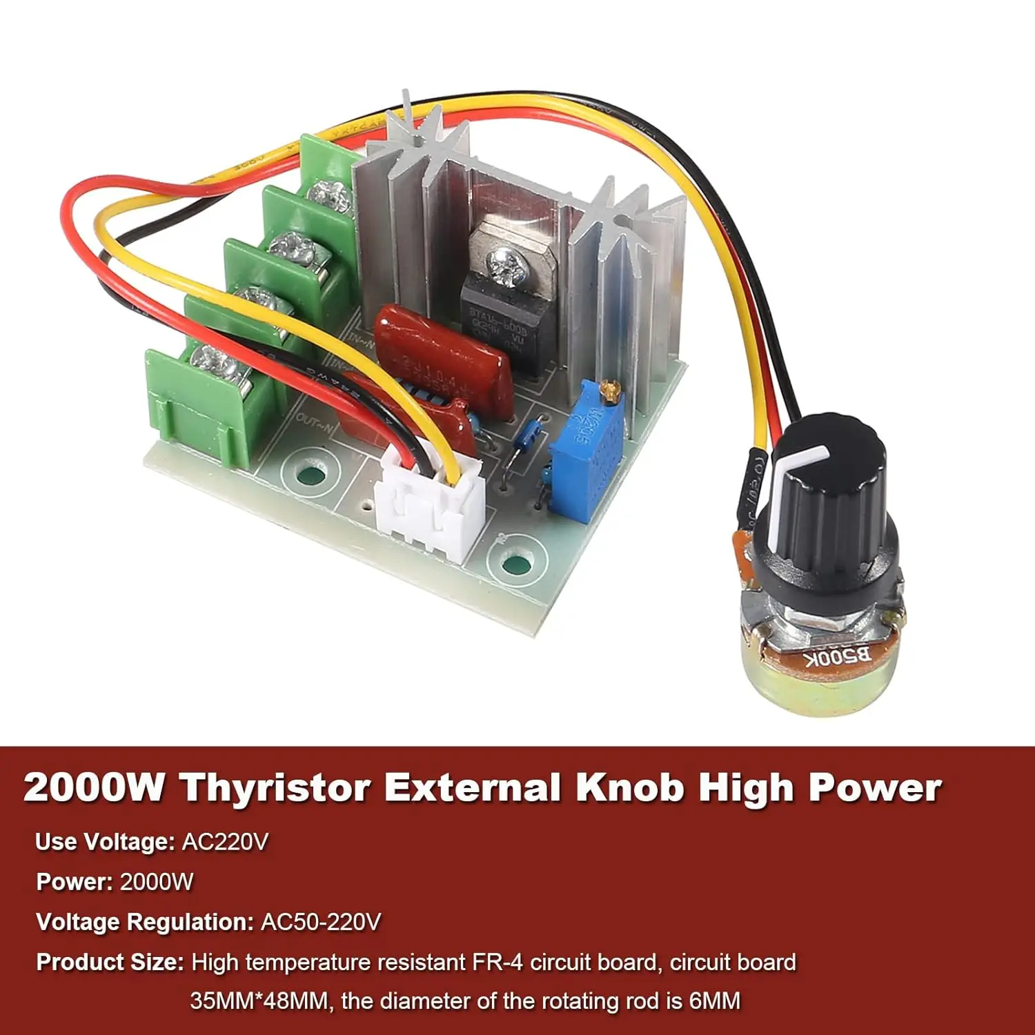 2PCS AC Voltage Regulator,50-220V SCR Electric Voltage Regulator Module 2000W Temperature/Motor Speed Controller Light Dimmer