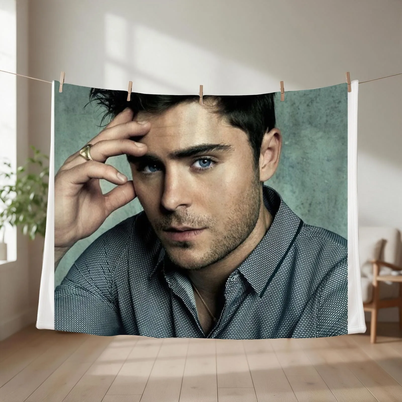 Zac Efron The Best Wallpaper Throw Blanket couch cozy soft plush fuzzy picnic outdoor blanket